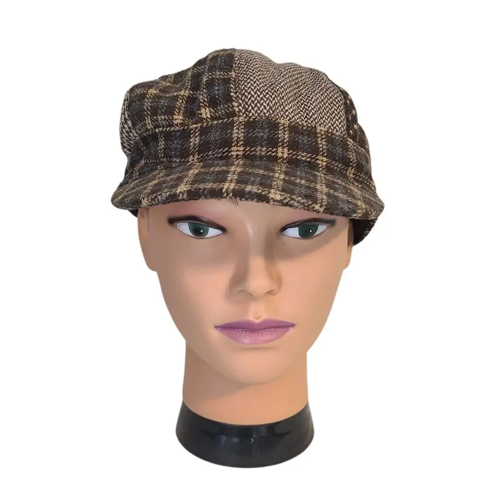 ABG Patchwork Newsboy Hat Plaid Tweed Houndstooth Baker Boy Cap Dark Academia OS
